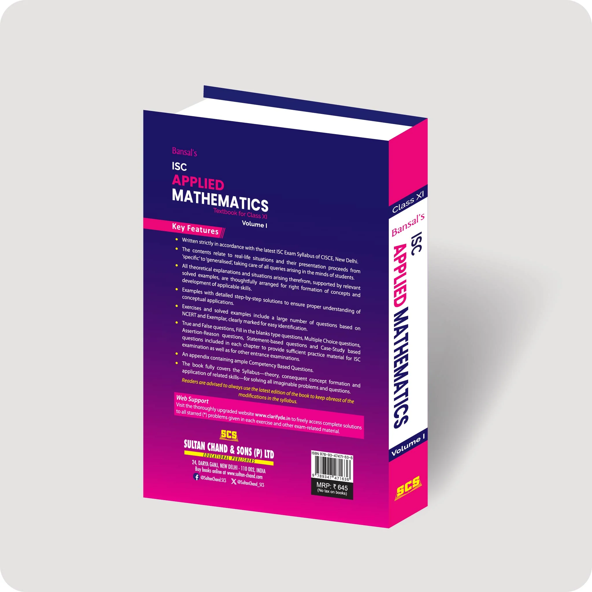 Bansal's Applied Mathematics Textbook for ISC Class 11 - Vol. 1(2026-27 Session) - Image 2